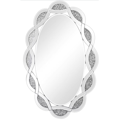 Crystal Decorative Silver Mirror Gorgeous Crush Diamond Mirror For Wall Decoration
